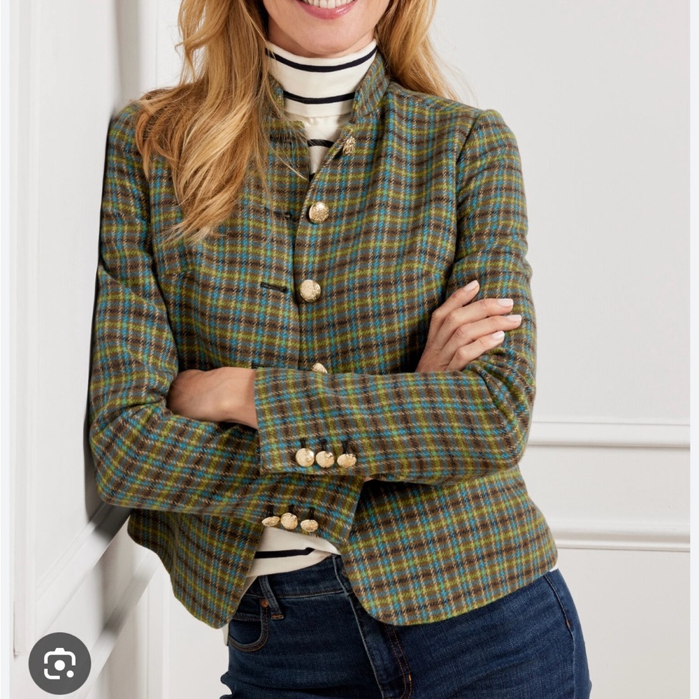 TALBOTS: SHETLAND OFFICER JACKET - APPLE PLAID - Size 2